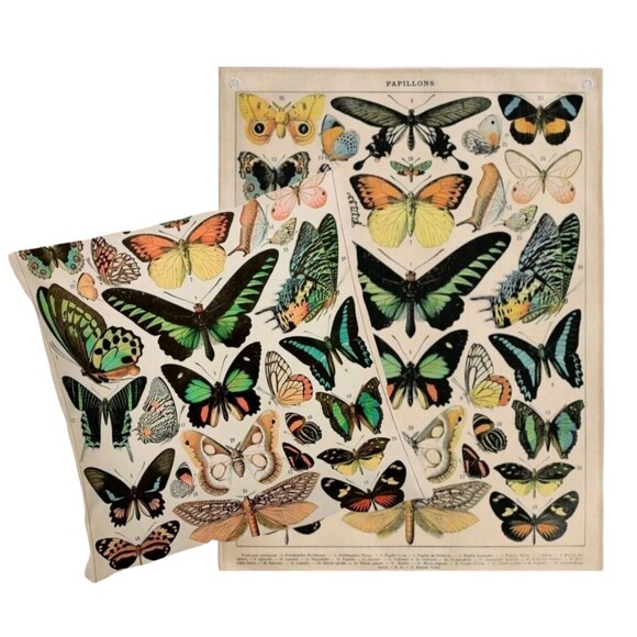 Other - Pillow Case/Cushion Cover & Wall tapestry Botanical SET Butterflies Monarch Boho